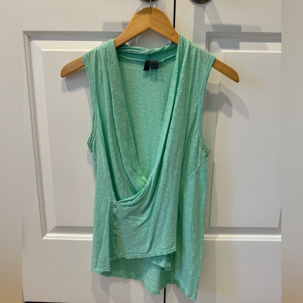 Anthropologie cotton draped tank / aqua / size small